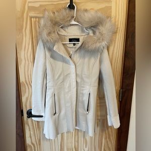 Vegan leather light cream jacket
